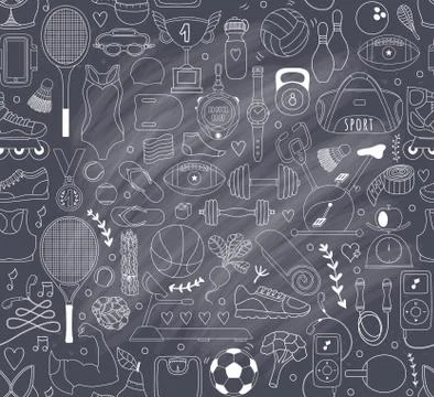 Doodle sports elements. Vector illustration Stock Illustration