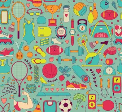 Doodle sports elements. Vector illustration Stockillustratie