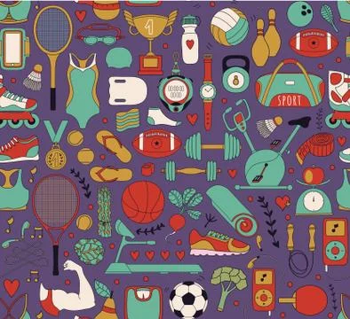 Doodle sports elements. Vector illustration イラスト素材