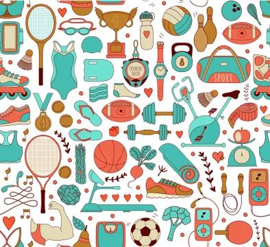 Doodle sports elements. Vector illustration Stock Illustration