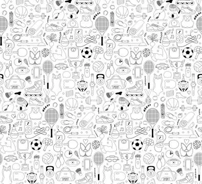 Doodle sports elements. Vector illustration Stock Illustration