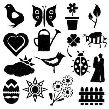 Doodle spring images Illustrazione stock