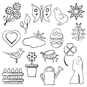 Doodle spring images Stock Illustration