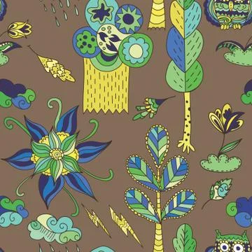 Doodle spring pattern Stock Illustration