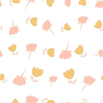 Doodle spring tulip seamless pattern for background 스톡 일러스트