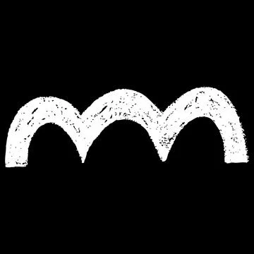 Doodle squiggle, scribble stroke arc pattern white chalk hand painting on black Stock Illustration