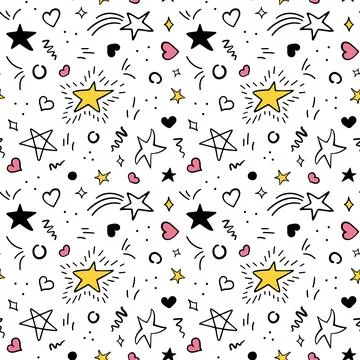 Doodle star pattern, cute party elements. Magic christmas ornament, scribble Stock Illustration