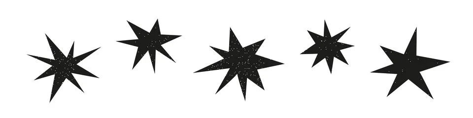 Doodle star shapes with abstract scribbles. Black geometric collage with fu.. Stock Illustration