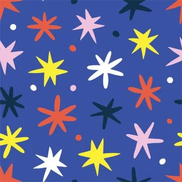 Doodle stars background, cute scribble drawing for kids and babies, scandinavian Stock Illustration