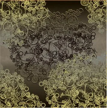 Doodle steampunk design for card. Frame steampunk background. Illustrazione stock