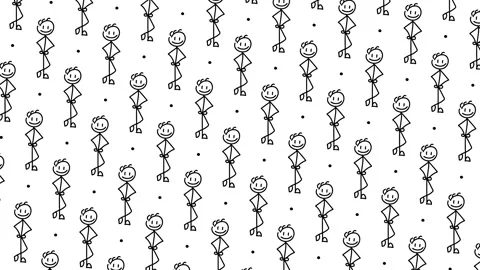 Doodle Stick Figure Pattern, Hand Drawn Character Icons with Vortex Animation Stock Footage 332622017