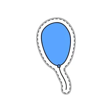 Doodle sticker with balloon. Illustrazione stock
