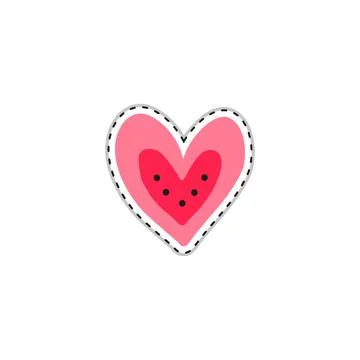 Doodle sticker with heart. Stock Illustration