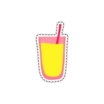 Doodle sticker with juice. Stock Illustration