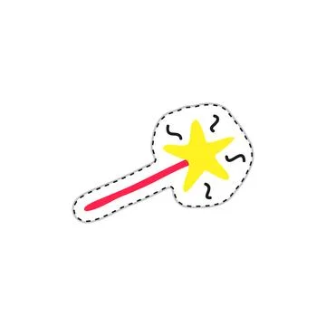 Doodle sticker with magic wand. Stock Illustration
