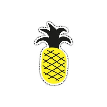 Doodle sticker with pineapple. Stock Illustration