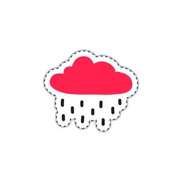 Doodle sticker with rain cloud. Stock Illustration