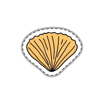 Doodle sticker with seashell. Stock Illustration