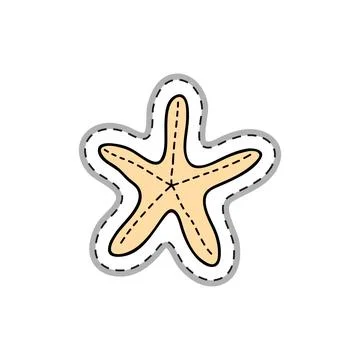 Doodle sticker with starfish. Stock Illustration