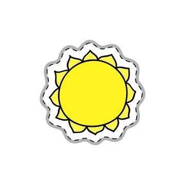 Doodle sticker with sun. Stock Illustration