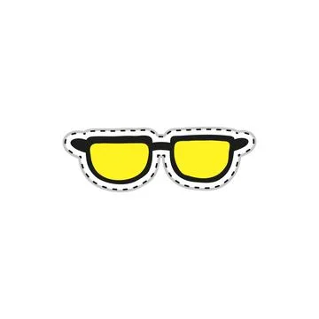 Doodle sticker with sunglasses. Illustrazione stock