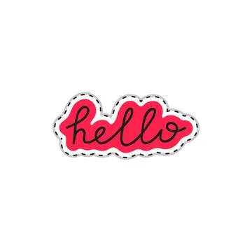 Doodle sticker with text hello. イラスト素材
