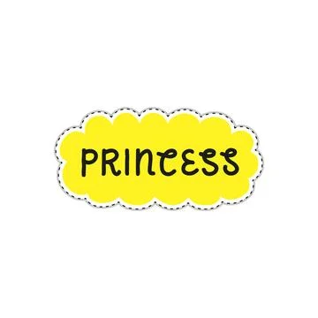 Doodle sticker with text princess. Stock Illustration