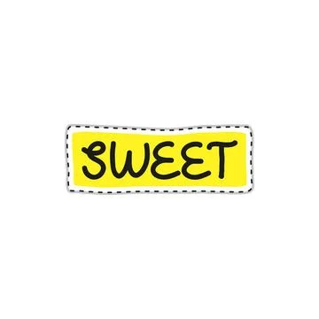 Doodle sticker with text sweet. Stock Illustration