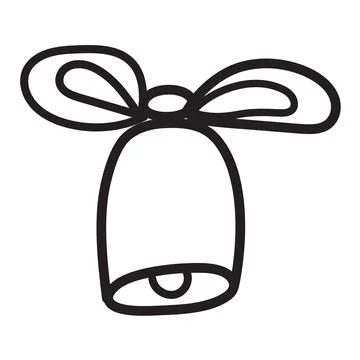 Doodle-style bell with bow on white Stock Illustration