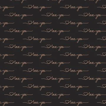 Doodle style black seamless pattern text love you Stock Illustration