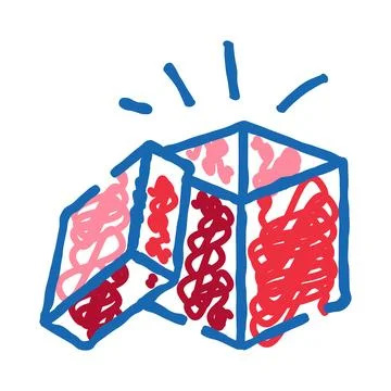 Doodle style box opening filled with abstract shapes Stock Illustration