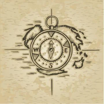 Doodle style compass Stock Illustration