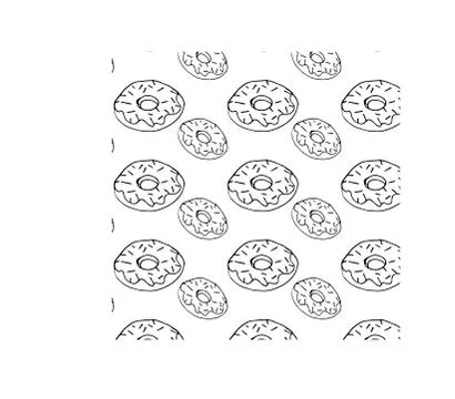 Doodle style donuts pattern vector background sketch illustration breakfast cake Stock Illustration