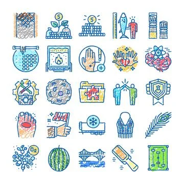 Doodle style drawing collection of concept icons Stock Illustration
