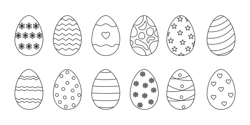 Doodle style Easter Eggs collection. Perfect for design elements Easter gre.. Illustrazione stock