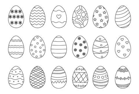 Doodle style Easter Eggs collection. Perfect for design elements Easter gre.. Illustrazione stock