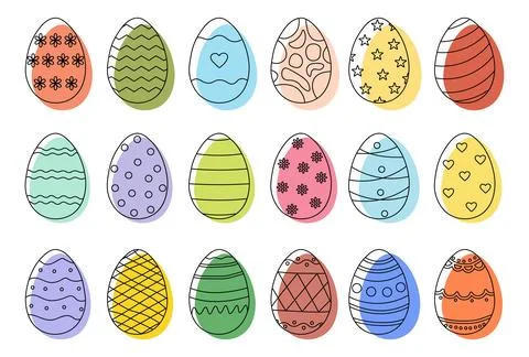Doodle style Easter Eggs collection in colorful. Perfect for design element.. Stock Illustration