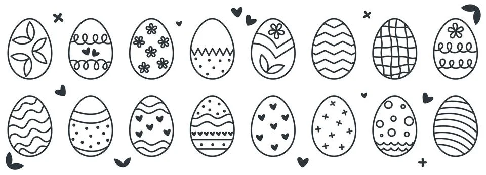 Doodle style easter eggs set 스톡 일러스트