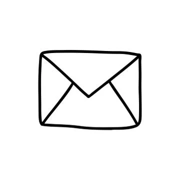 Doodle-style envelope isolated on a white background. Outline image of the Stock Illustration