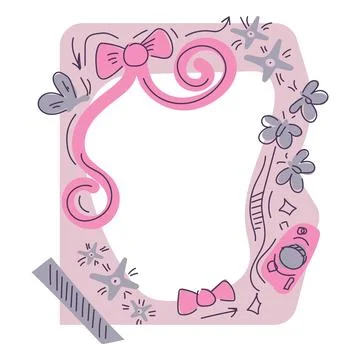 Doodle style frame template for decorating photos Illustrazione stock