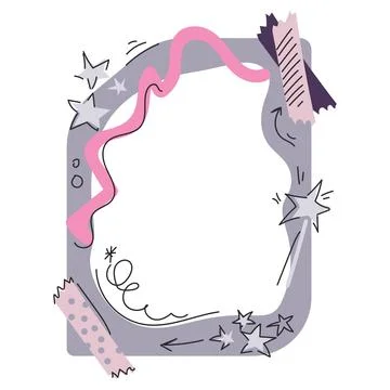 Doodle style frame template for decorating photos Illustrazione stock