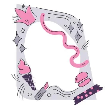 Doodle style frame template for decorating photos Illustrazione stock