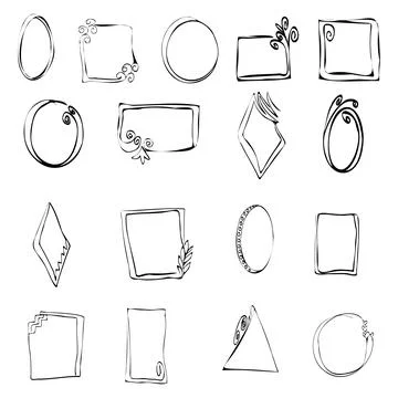 Doodle style frames.Black color.Illustrator hand drawing style Stock Illustration