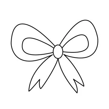 Doodle style gift bow, flat vector outline for coloring book Stock Illustration