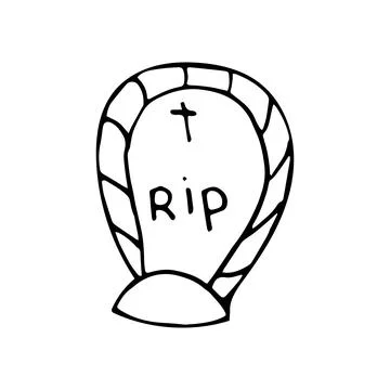 Doodle style gravestone vector illustration Stock Illustration