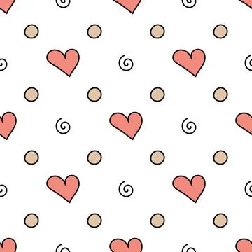 Doodle-style heart pattern on white background Stock Illustration