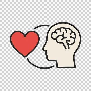 Doodle Style Icon Representing The Connection Between Mind and Heart with Arrows Stockillustratie