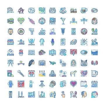 Doodle style icons set collection on white background Stock Illustration