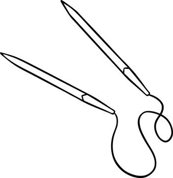 Doodle style illustration of a circular knitting needles, simple black and .. Stock Illustration