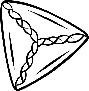 Doodle style illustration of a delicious triangular samsa pie, simple black.. Illustrazione stock